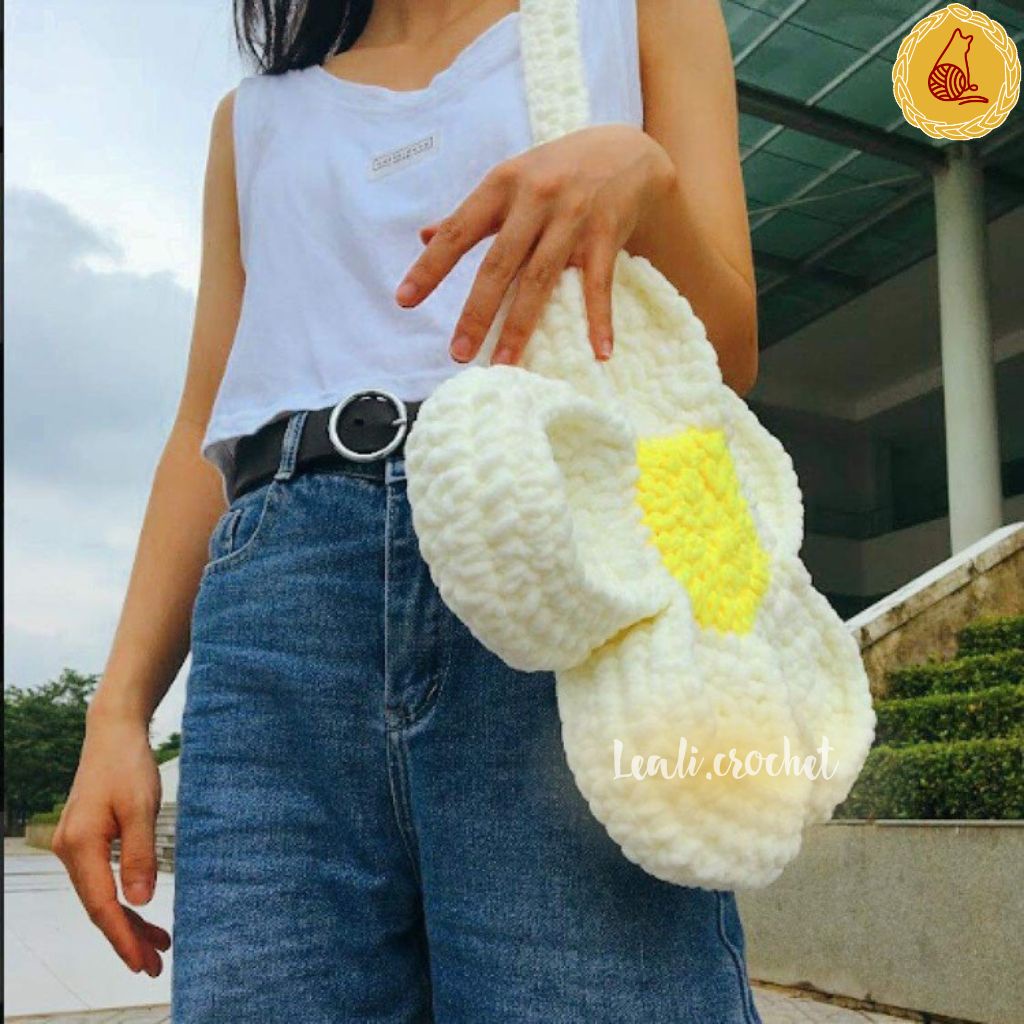 Túi len hoa Handmade, Bloom Flower Bag, Daisy len hình bông cúc - Nhận mix màu theo yêu cầu