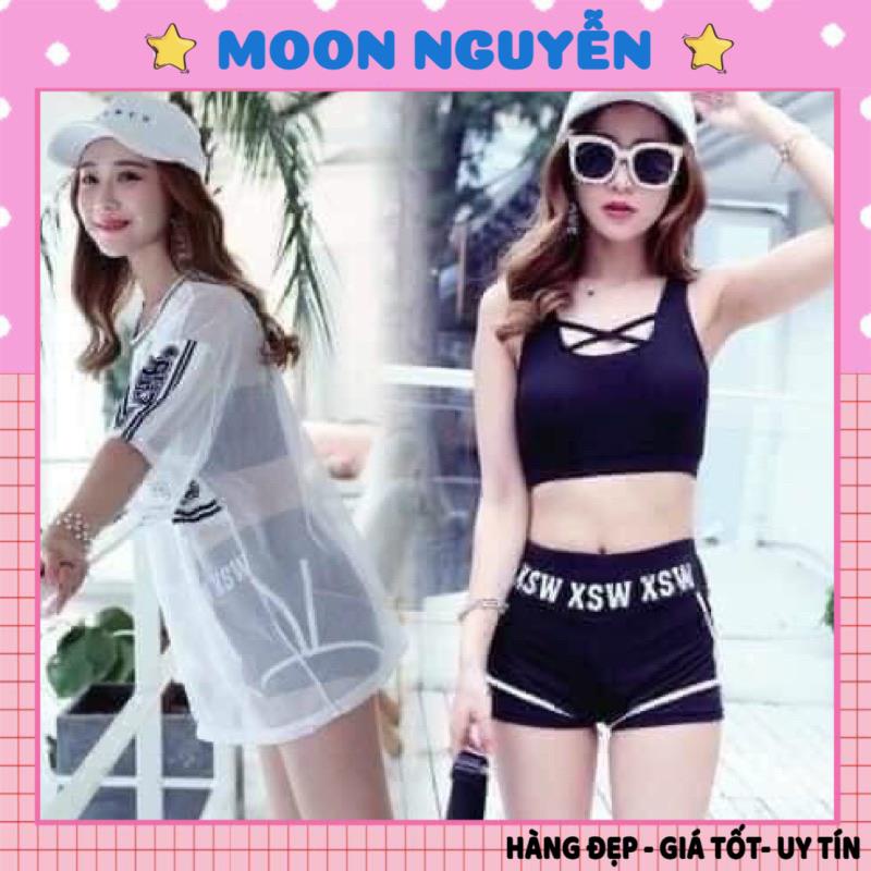 Bộ tăm bộ đồ bơi đi biển cao cấp kèm áo lưới 8982
