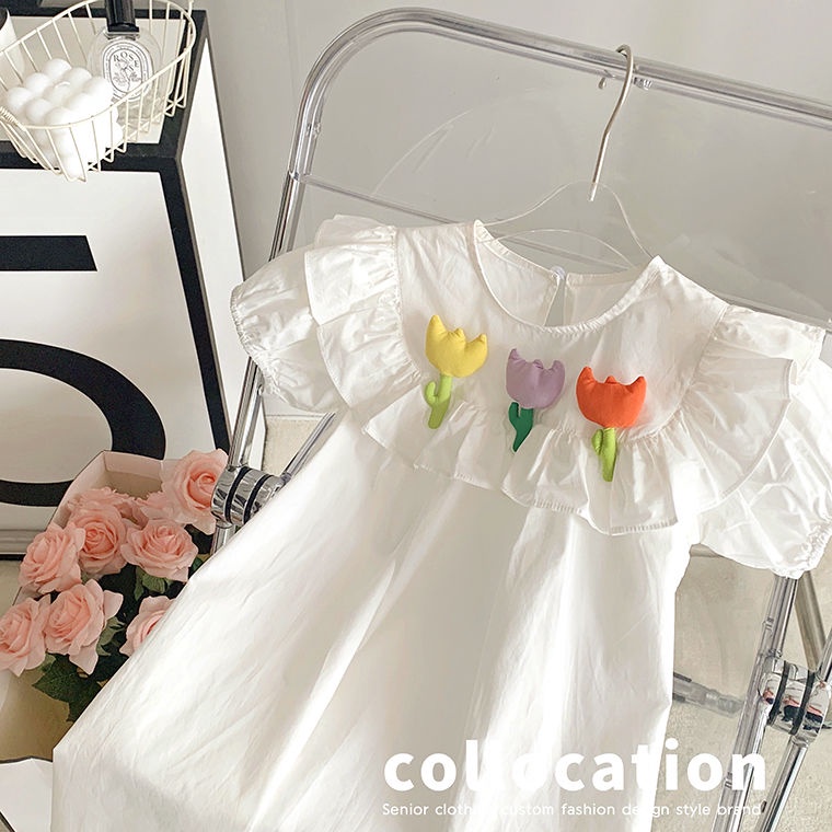 Đầm Hoa Ba Chiều Bằng Vải Cotton Thời Trang Mùa Hè Mới Dành Cho Bé Gái