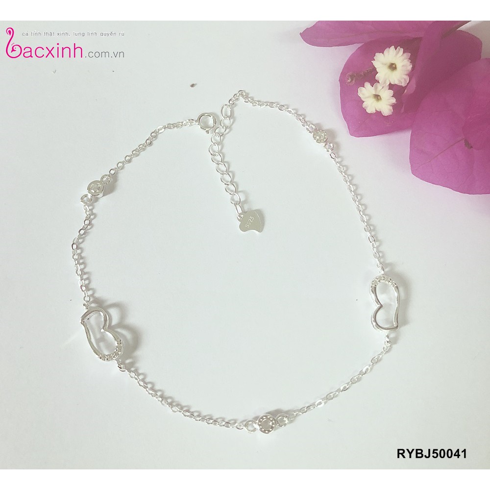 Lắc chân bạc Ý 925 Bạc xinh Huệ Ngân - Trái tim yêu thương RYBJ50041 | BigBuy360 - bigbuy360.vn