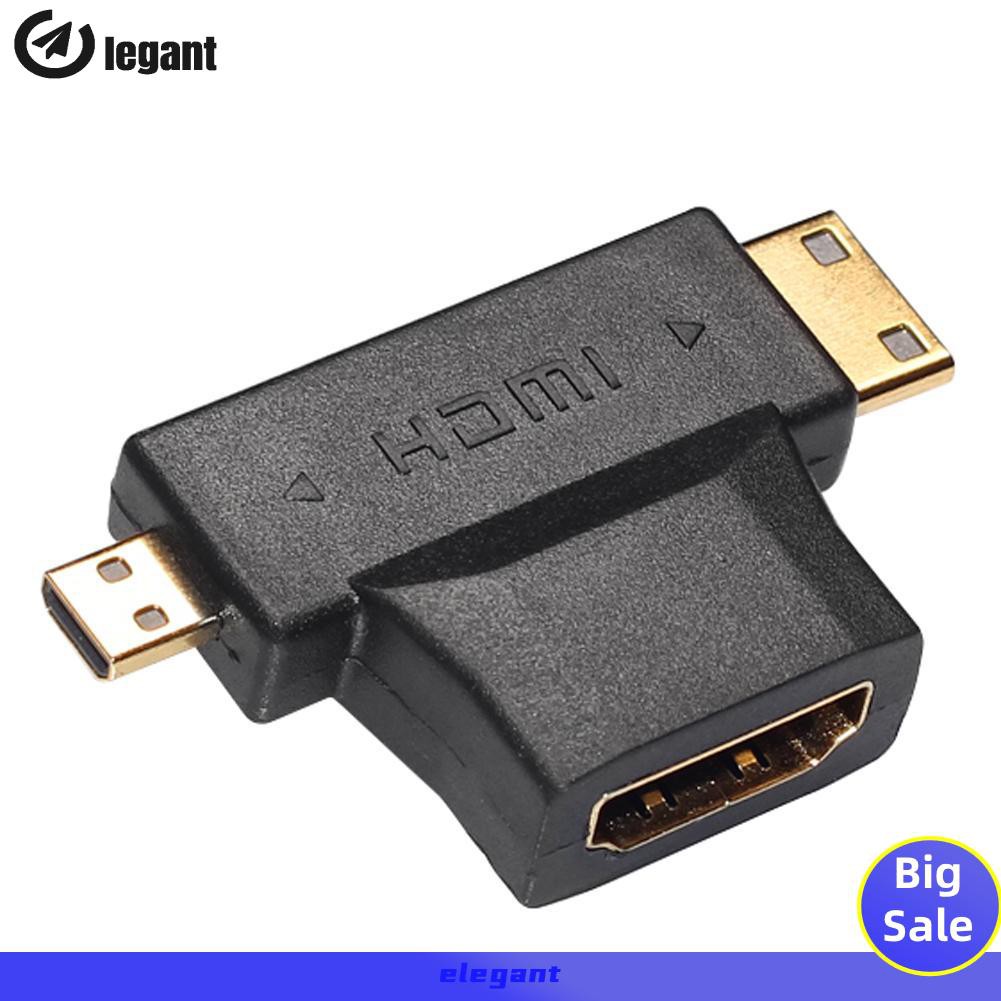 [NEW]3 x HDMI Female to Mini&Micro HDMI Male 2 in1 Multi 90° Convertor Adapter