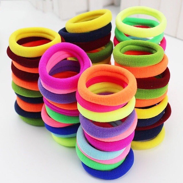 Sét 100 Dây Chun Buộc Tóc Nhiều Màu Túi Gấu