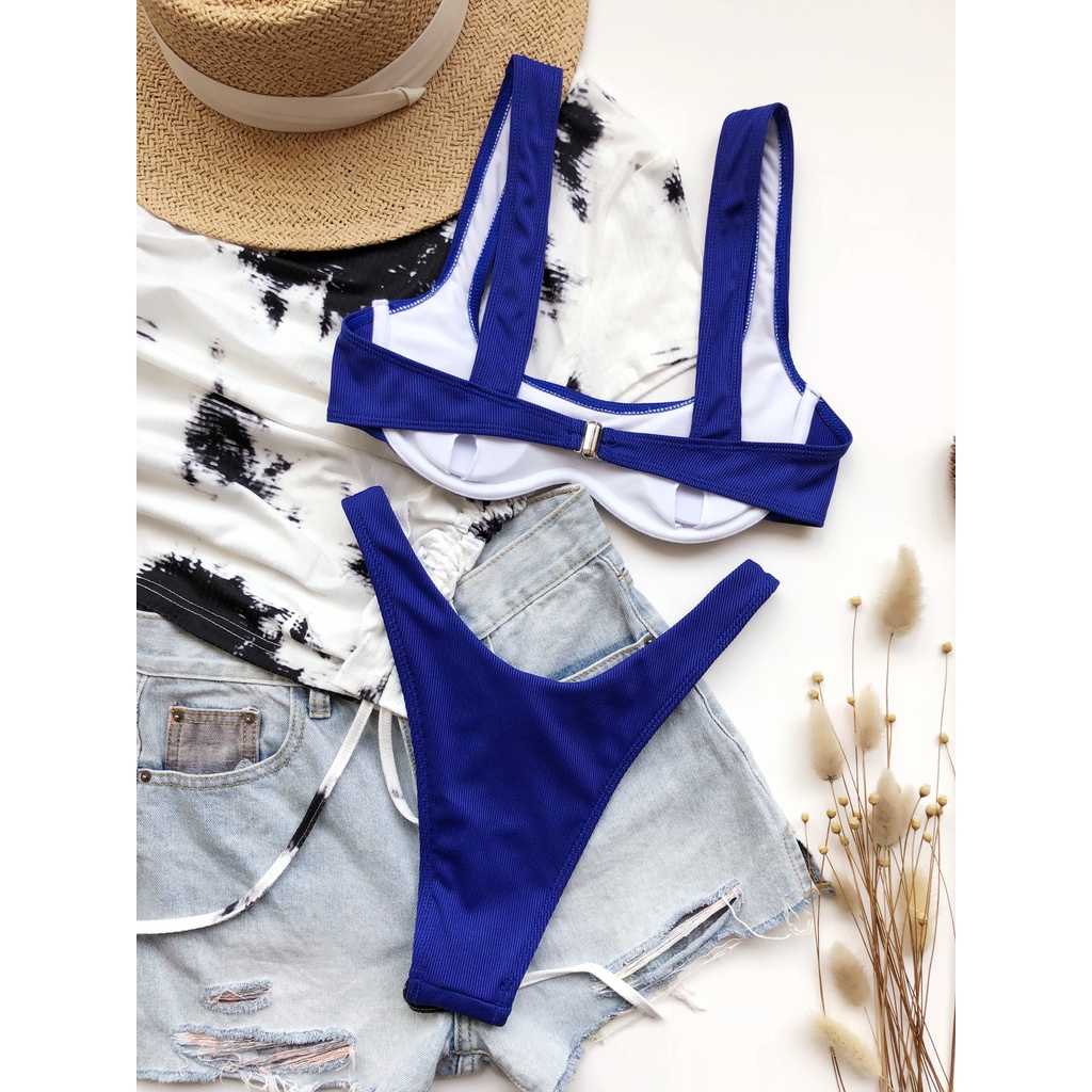SET BIKINI VẢI TĂM XANH COBALT/ĐEN/ĐỎ