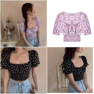 ÁO CROPTOP HOA NHÍ CỔ VUÔNG XINH XỊN ĐẸP (chuẩn loại 1)