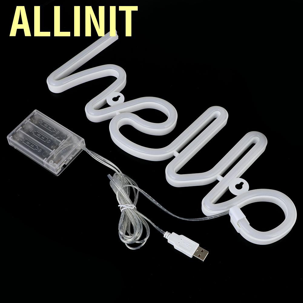 Allinit Unique Hello English Letter Shape LED Light Decorative for Proposal Birthday Party Home