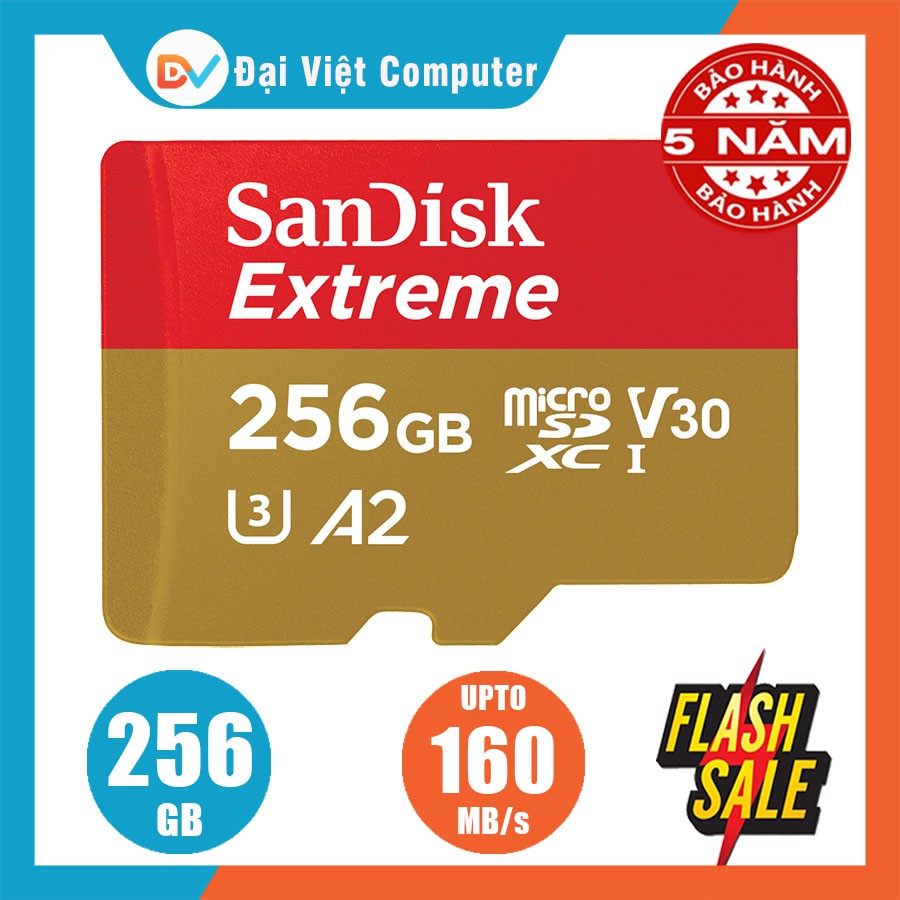 Thẻ nhớ Micro SD Sandisk Extreme A2 256GB 128GB 64GB U3 4K 160MB/s