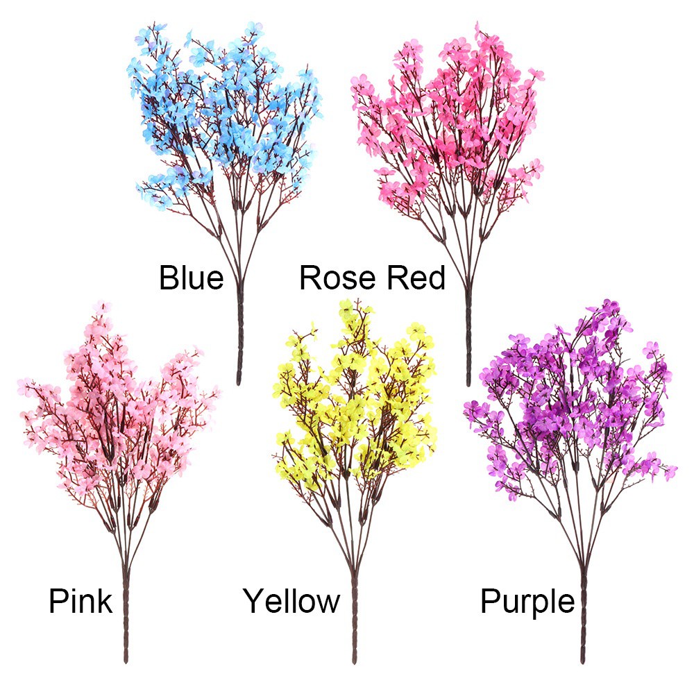 JANE Gift Silk Gypsophila Flowers Party Supplies Lifelike Plum Blossom Artificial Babysbreath Floral|Home Decoration Wedding Favor Bridal Bouquet Simulation Plants/Multicolor