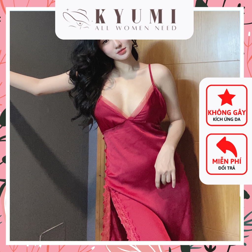 Đồ ngủ sexy ♥FREESHIP♥ đồ ngủ 2 dây siêu gợi cảm KYUMI Official chất liệu lụa satin mềm mịn mát, freesize 40-60kg | BigBuy360 - bigbuy360.vn