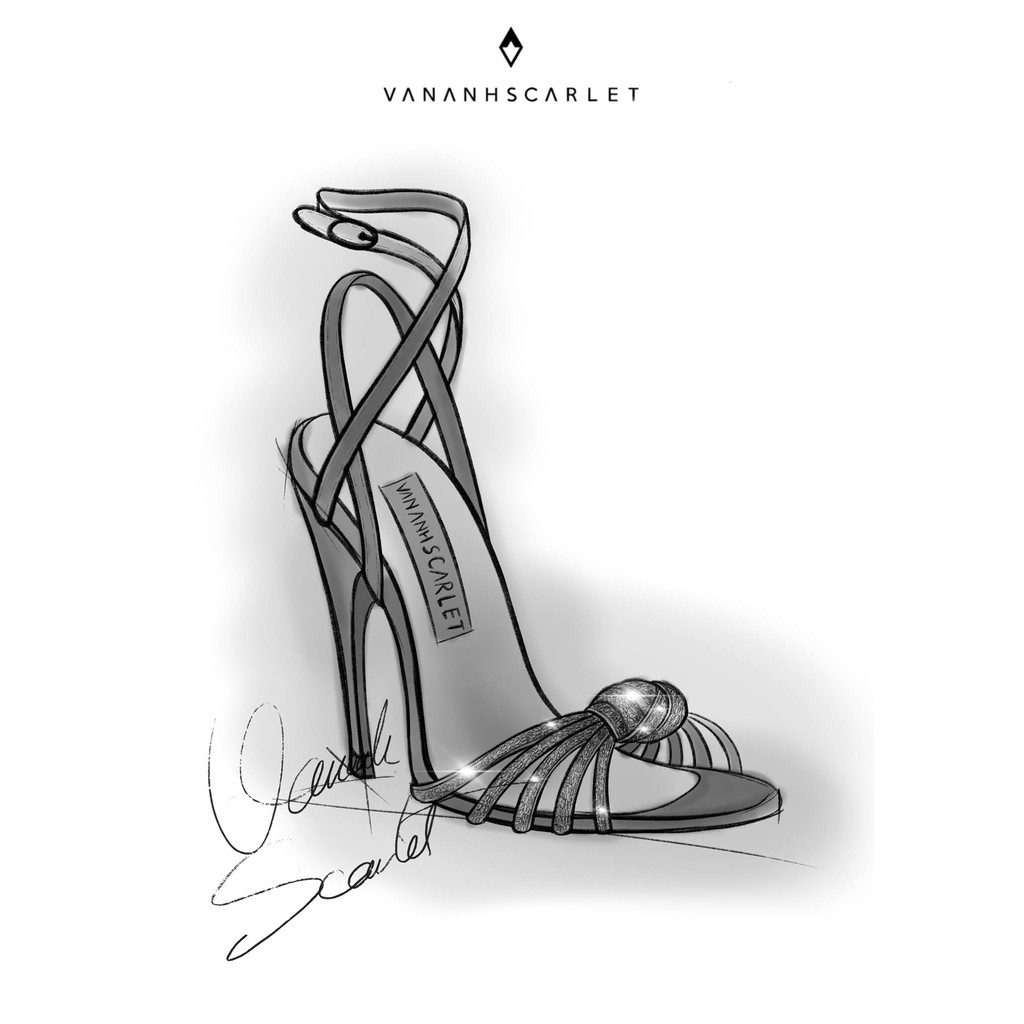 Giay cao got Vananh Scarlet " hoat tiết đính đá"