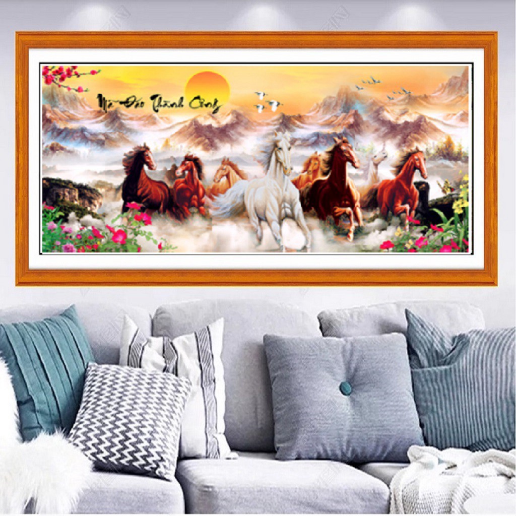 ⚡SIÊU SALE⚡ [100x50cm - 120x60cm] Tranh đính đá Mã Đáo Thành Công Đá ABC Cao Cấp