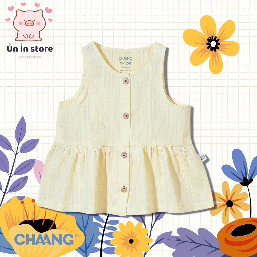 Chaang Áo ba lỗ babydoll Summer vàng cho bé gái