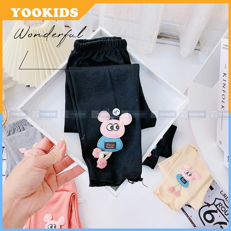 Quần legging bé gái YOOKIDS chất cotton Zip cao cấp mềm mại co giãn 4 chiều siêu tốt, Quần dài cho bé gái 1 2 3 4 5 tuổi