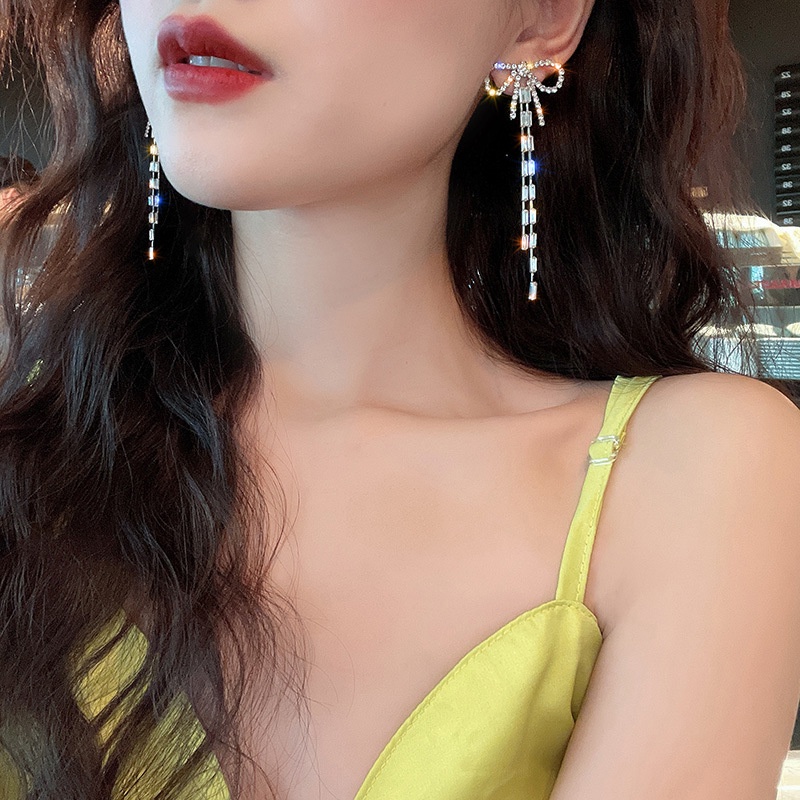 Khuyên Tai Hình Nơ Đính Đá Zircon Phong Cách Thời Trang Hàn Quốc Mới 2022 Cho Nữ