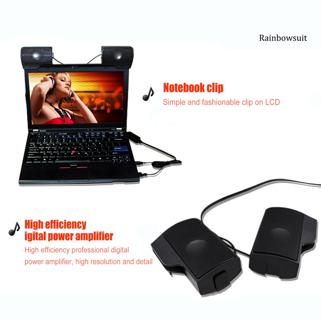 Loa âm thanh nổi có kẹp tiện dụng dành cho laptop notebook máy vi tính