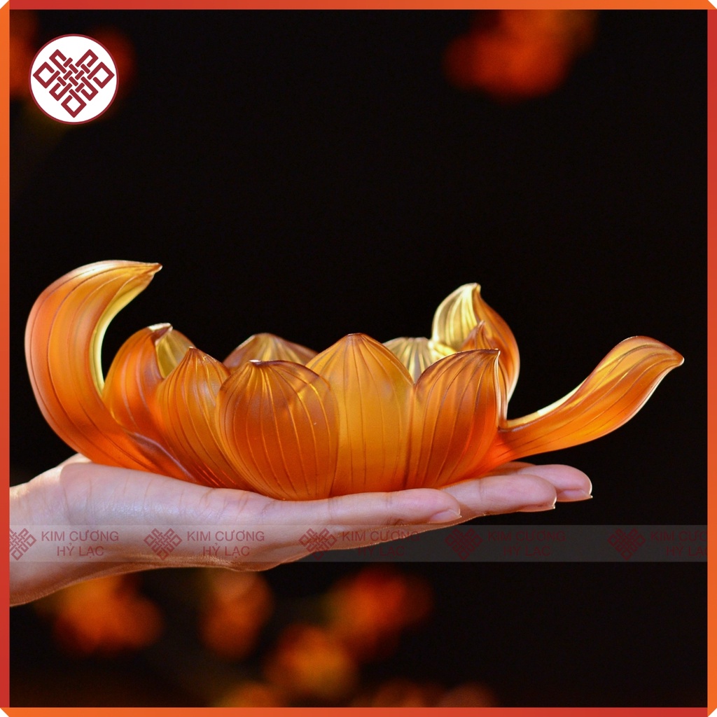 Tượng Phật Dược Sư Mật Tông [Kim Cương Hỷ Lạc] Lưu Ly Và Đế Sen Lưu Ly Màu Nâu