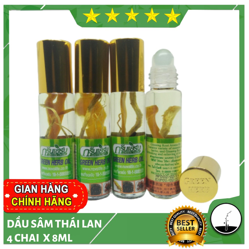 Hàng Chuẩn Combo 4 Chai Dầu Gió Thảo Dược Sâm Thái Lan