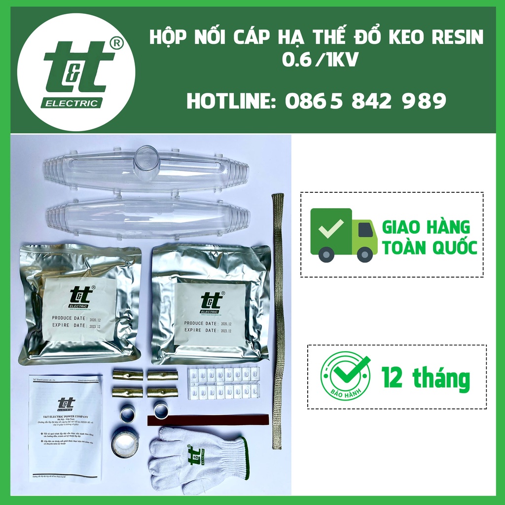 HỘP NỐI CÁP HẠ THỂ ĐỔ KEO RESIN TTE/ VIỆT NAM (Bao gồm phụ kiện: đai cót – băng keo – tiếp địa)
