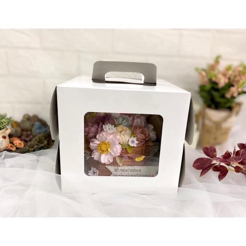Hộp đựng Gato quai xách trắng 16cm