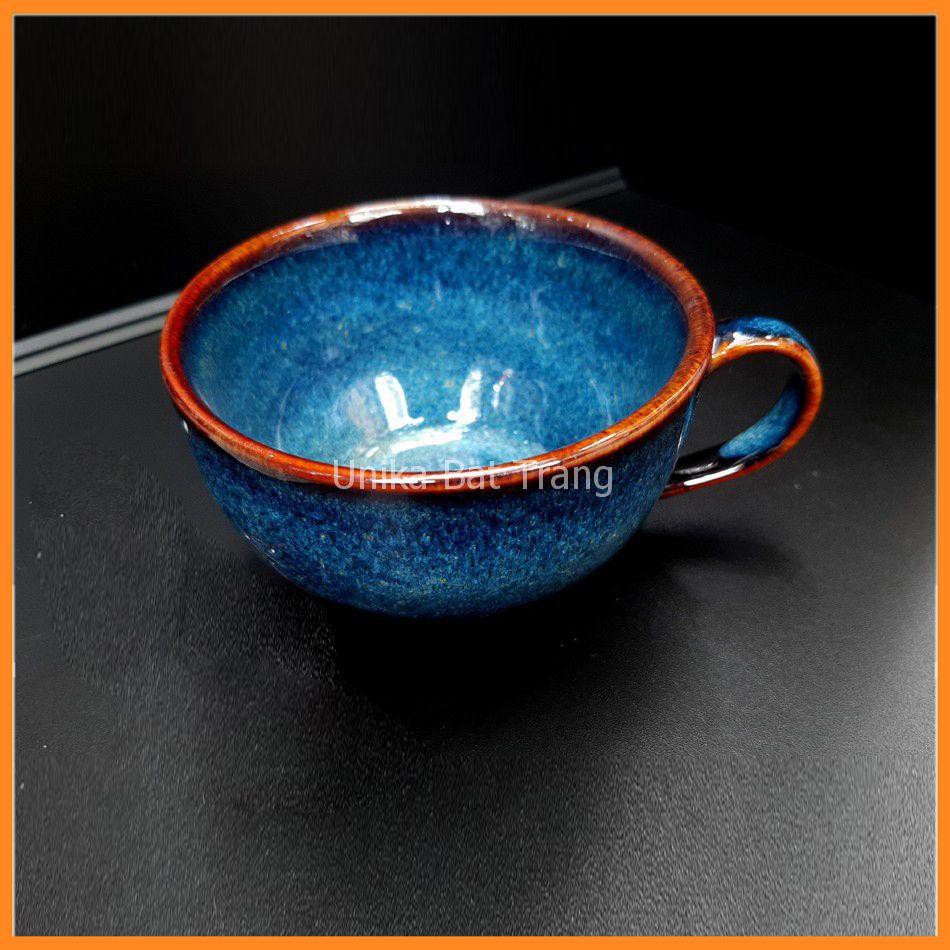 Cốc Cafe Cappuccino Men Xanh Hoả Biến -  Sản Xuất Unika Bát Tràng