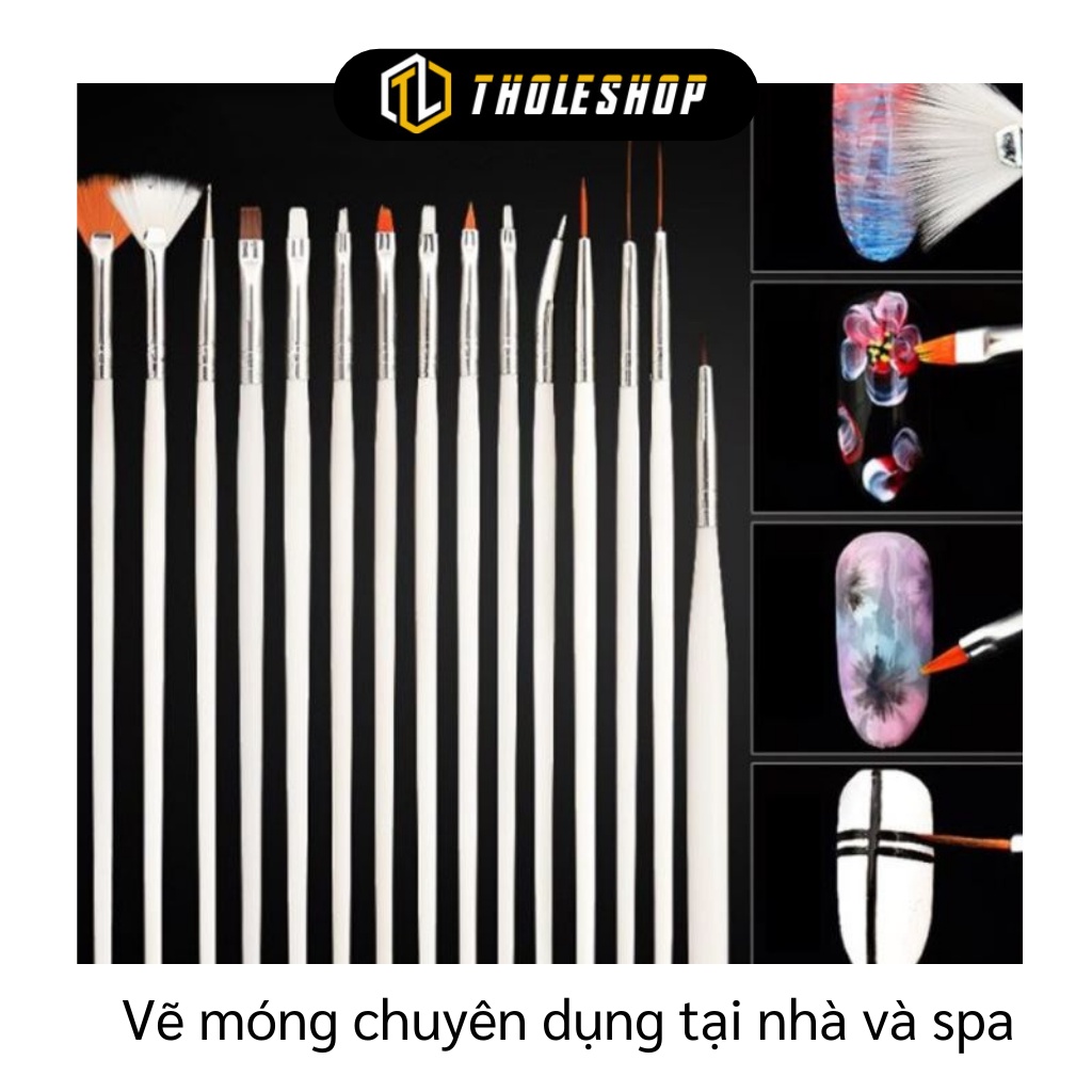 Cọ Vẽ Móng - Bộ 15 Cây Cọ Vẽ Nails Chuyên Dụng, Tán Vân Đá 6012