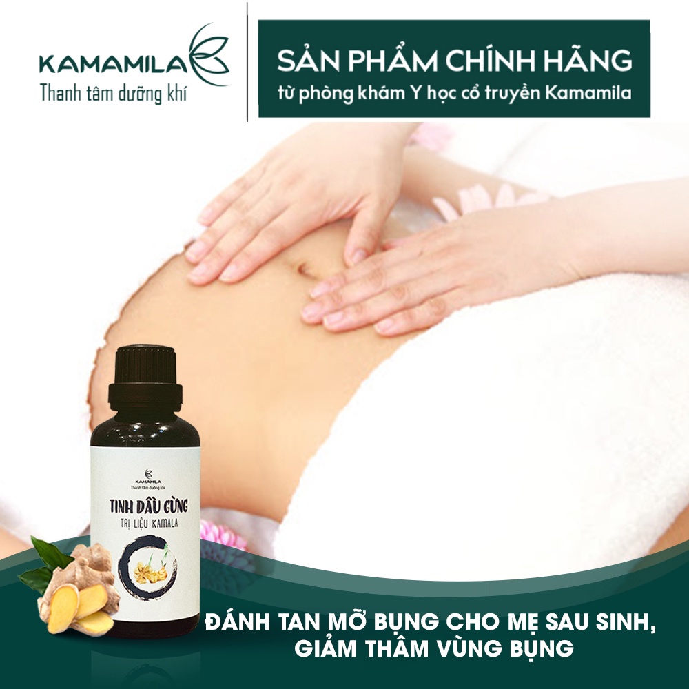 Dầu Gừng Massage Body Kamala - Hỗ Trợ giảm Mỡ vùng bụng, bắp tay chân 100% tù gửng tươi - Chai 5ml