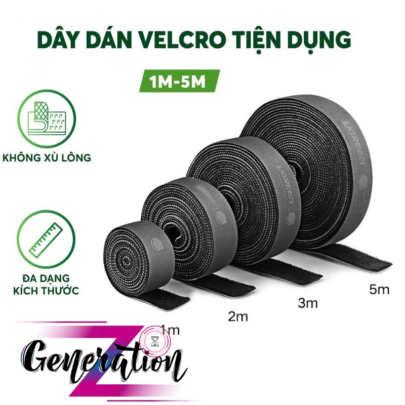 Dây Dán Velcro UGREEN Cỡ 15mm Tiện Dụng Dài 0.5M - 1M - 2M - 3M - 5M