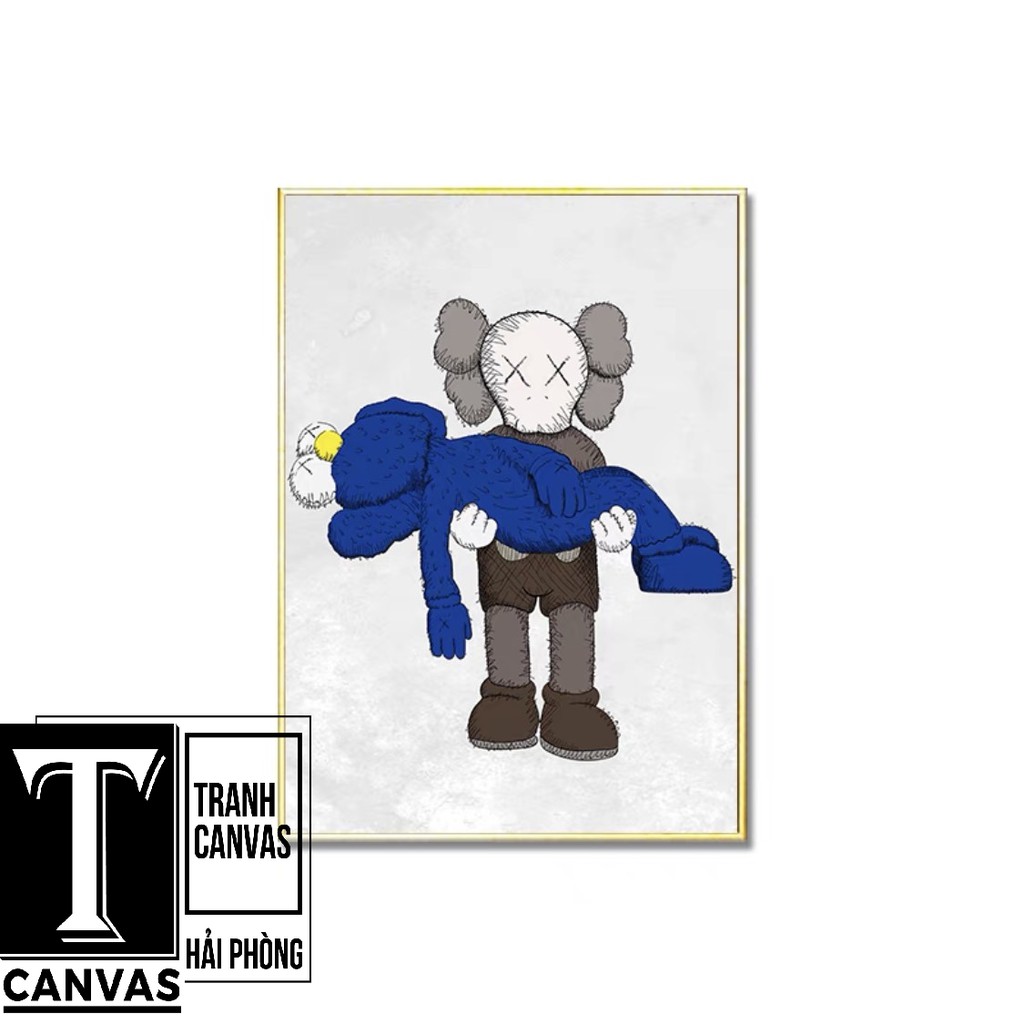 Tranh Canvas tràn viền treo tường phòng khách, tranh hiện đại nghệ thuật, tranh Kaws Toy MÃ KAWS01-09