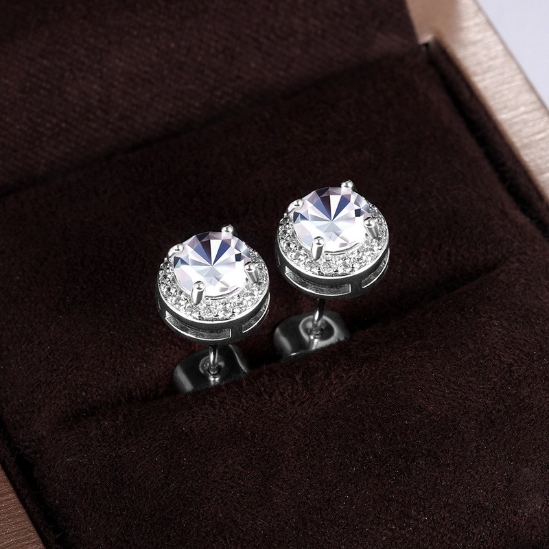 Bông Tai Mạ Bạc 925 Đính Đá Zircon Đơn Giản Thời Trang Dành Cho Nữ