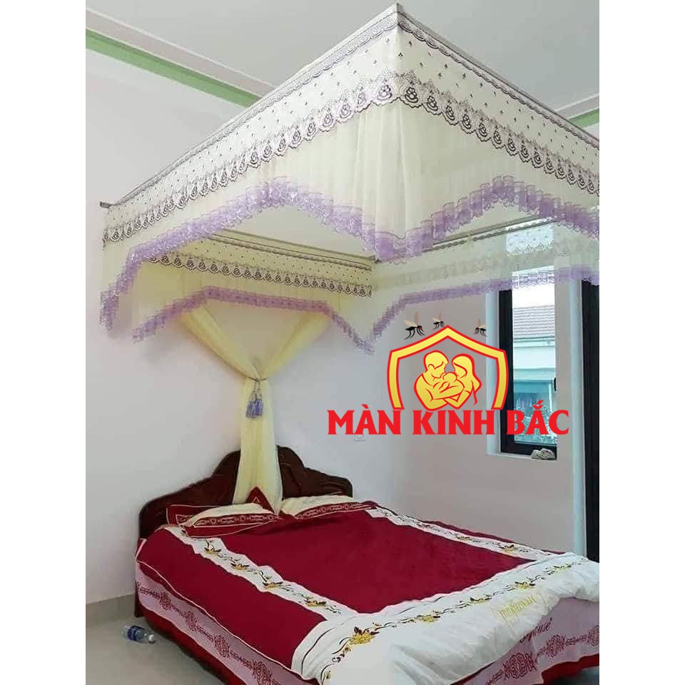 Trọn Bộ Khung+ Màn Tuyn Lạnh Kiểu Thái Phối Ren Kiểu Cao Cấp