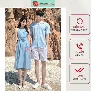 SET ĐỒ ĐÔI NAM NỮ ĐẸP COUPLE TINA SET ĐỒ CẶP NAM NỮ - CỔ YẾM DÁNG VÁY DÀI CỰC TÔN DÁNG CHO CÁC CẶP ĐÔI