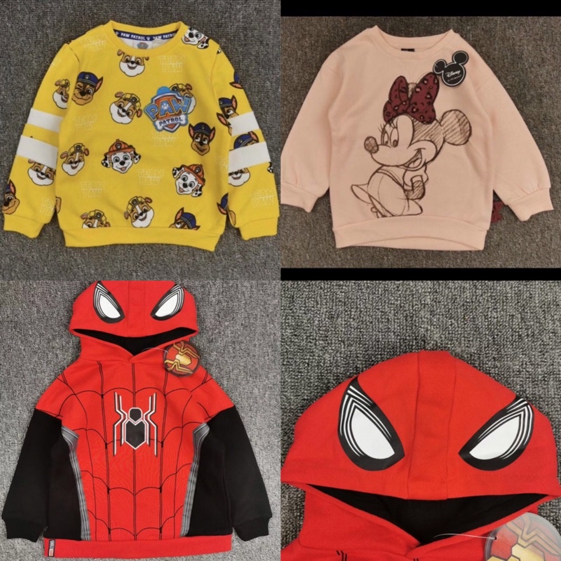 Áo nỉ H~M xuất dư chó cứu hộ, spiderman người nhện, minnie mickey cho bé