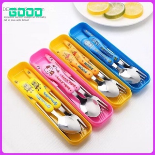 Cartoon children's cute stainless steel convenient tableware three-piece set outdoor convenient spoon Fork chopsticks student gift set