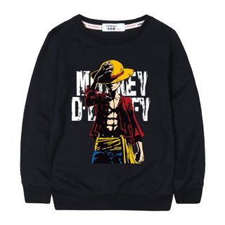 Áo Nỉ Không Tay Cổ Tròn In Hình luffy one piece Phong Cách Đường Phố Nhật Bản Cho Bé Trai