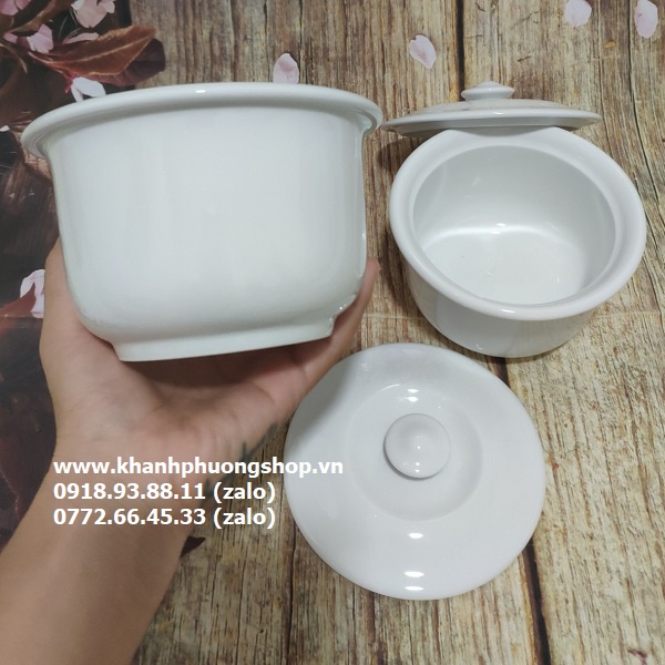 Thố chưng tổ yến sứ trắng Minh Long - thố chưng tổ yến sứ minh long