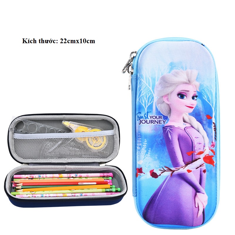 Hộp bút cho bé trai bé gái học sinh hình siêu nhân, công chúa. Bóp viết Chống thấm nước