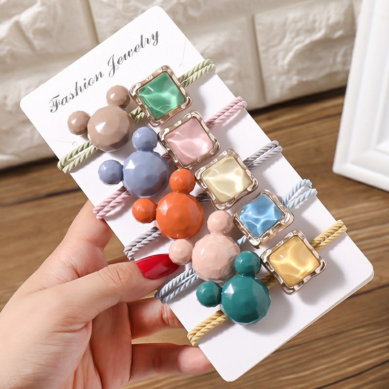 PVN24320 Dây Buộc Tóc Trang Trí Hình Chuột Mickey Đính Đá Xinh Xắn T2