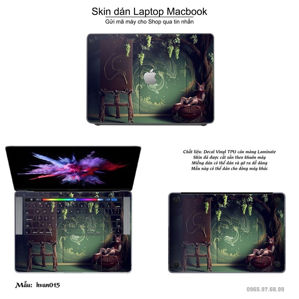 Skin dán Macbook mẫu Hoa văn (đã cắt sẵn, inbox mã máy cho shop)