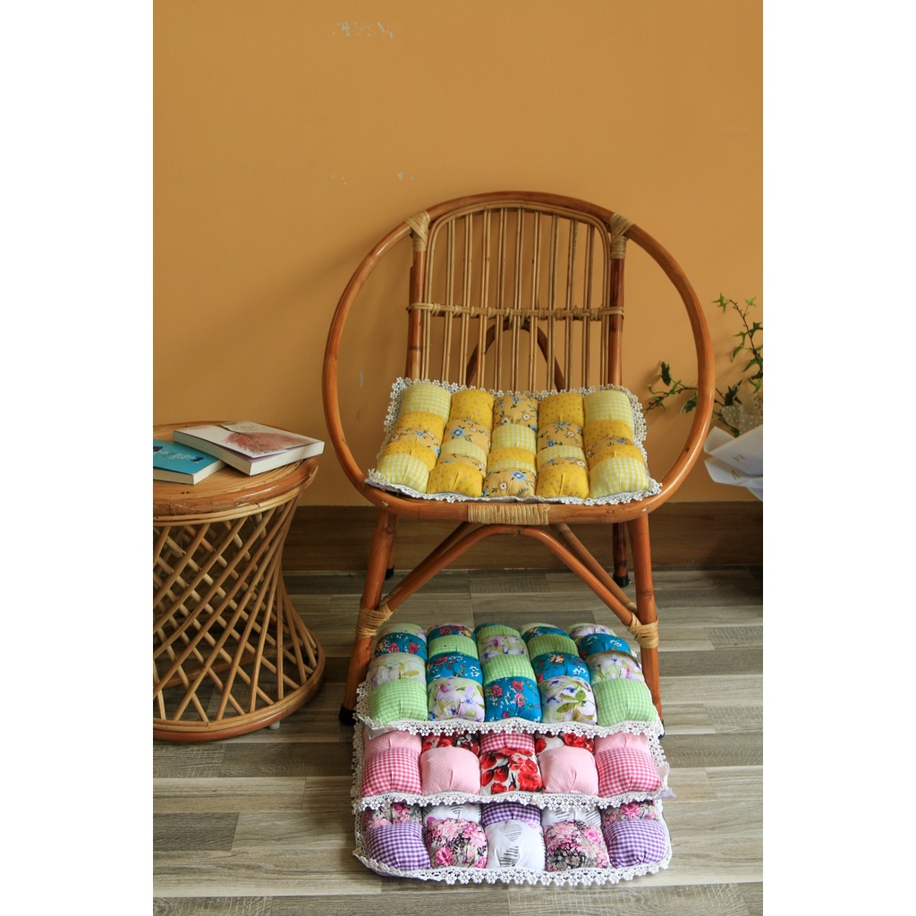 Đệm ngồi bệt, đệm lót ghế , nệm lót ghế vuông, đệm lót ghế gỗ, ghế sofa, Họa tiết Vintage Decor
