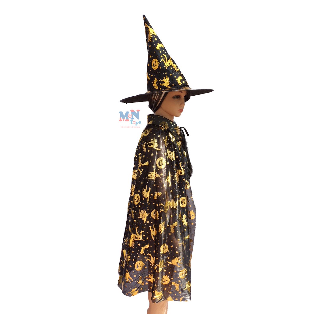 Set áo choàng phù thủy kèm mũ hóa trang Halloween cho bé từ 2 tuổi trở lên