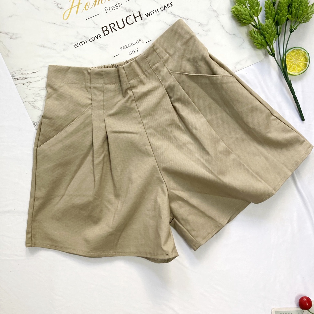 Quần đùi nữ từ 45-52kg - quần short nữ vải kaki mềm mát Lưng Cao - QU63