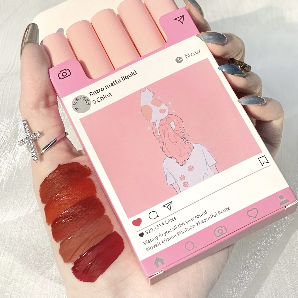 [Hàng mới về] Set Son Kem Lì MUGE LEEN Kiểu Điếu Thuốc Lá Họa Tiết Mèo Và Cô Gái Độc Đáo | BigBuy360 - bigbuy360.vn