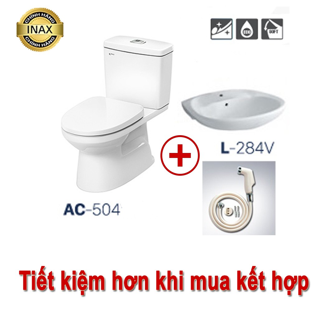 Bồn cầu Inax AC-504VAN 2 khối, công nghệ Aqua Ceramic chống bám bẩn