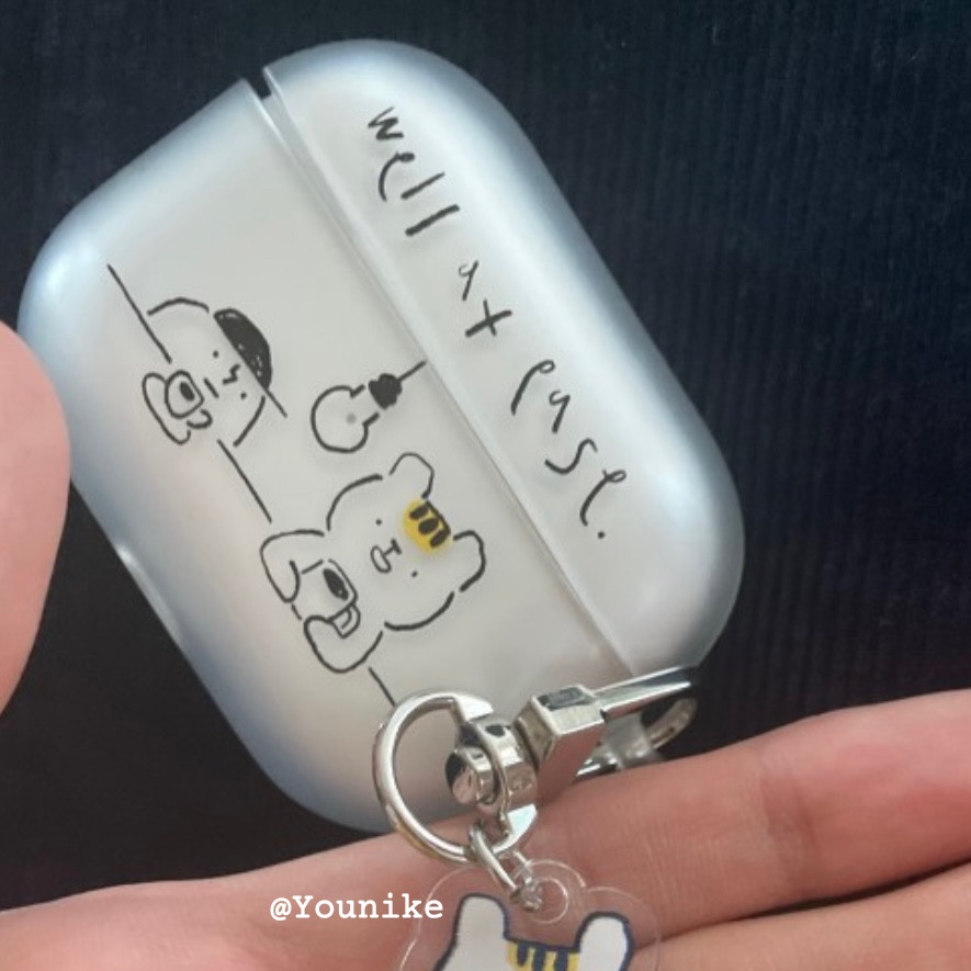 Vỏ Bảo Vệ Hộp Sạc Tai Nghe Bluetooth Không Dây pro23 1 / 2 Hình Gấu Uống Cà Phê Kiểu Hàn Quốc