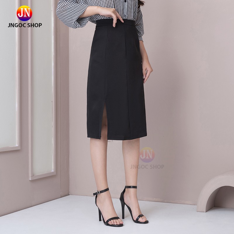 Chân váy dài Ulzzang xẻ tà phong cách Hàn Quốc, Chân váy chữ A dài công sở lưng cao có quần trong chống lộ | BigBuy360 - bigbuy360.vn
