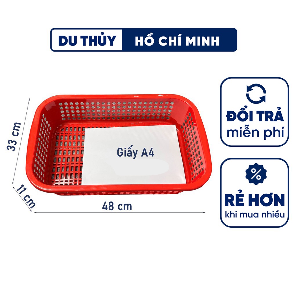 Rổ nhựa chữ nhật đựng vật dụng văn phòng, rổ úp ly đa năng kích thước 48x33x11cm
