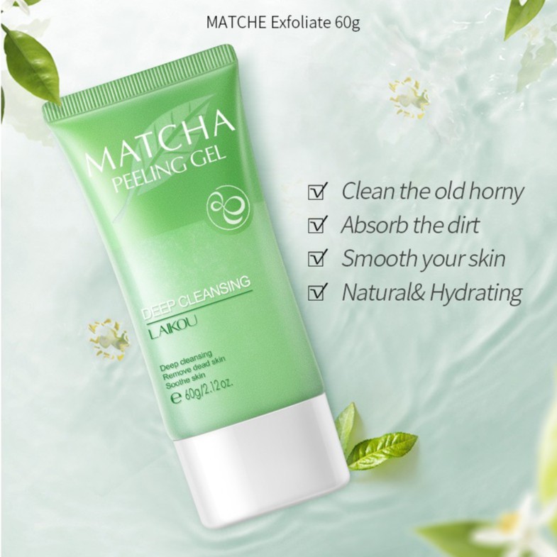 Gel tẩy da chết dưỡng ẩm và làm trắng da Laikou Matcha Peeling 60g Sena Beauty | BigBuy360 - bigbuy360.vn