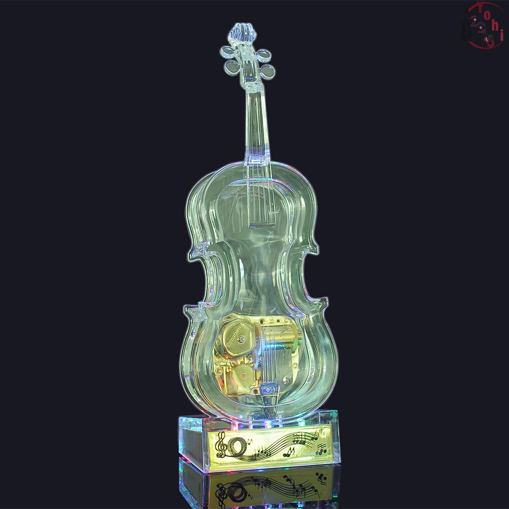 Hộp phát nhạc trong suốt hình đàn violin phong cách cổ điển