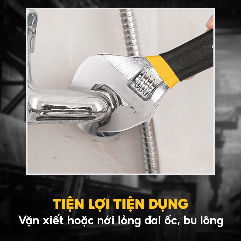 Mỏ Lết Công Nghiệp Deli DL120006 Cán Nhựa Đen Thép Cao Cấp Đa Kích Thước 6 Inch/8 Inch/10 Inch -  Nhập Khẩu Chính Hãng