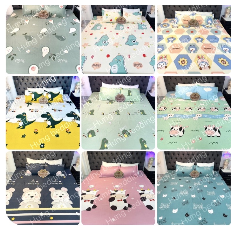 bộ ga gối cotton size nhỡ 1m2,1m4,2m2 kiểu cute,rẻ,bền,đẹp