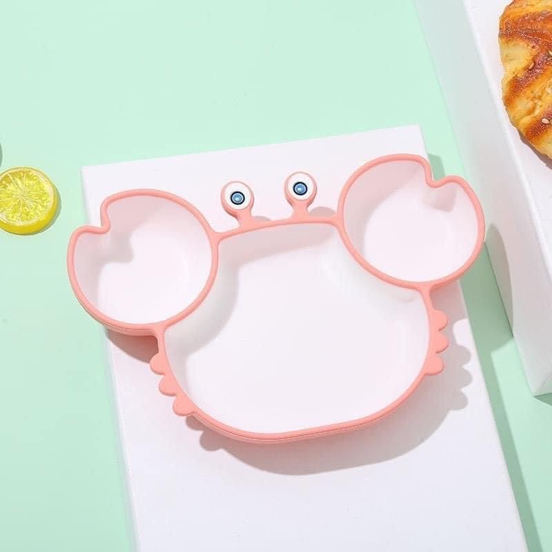 Khay Ăn Dặm Silicon Chống Đổ Hình Cua Ngộ Nghĩnh Hàng Có Hộp